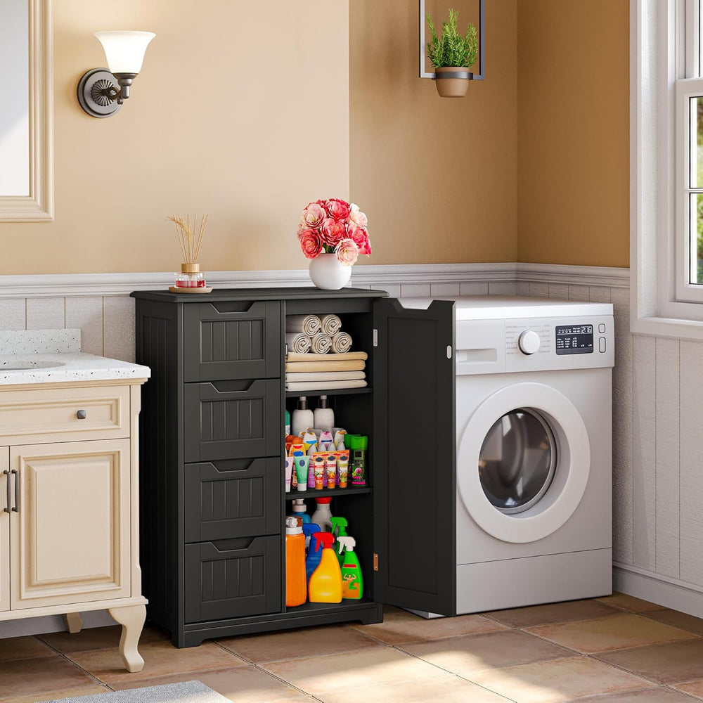 Gizoon Small Pantry Cabinet with Door and Shelves, 33'' Kitchen Pantr...