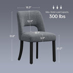 keoni Wooden Dining Chairs Set of 6, Mid Century Modern Upholstered Dining Room Chairs with Black Wood Legs, Fabric Farmhouse Kitchen Chairs with Foot Pegs for Dining Room, Dark Gray