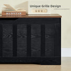 VANKILEY 47.2“Storage Chest Extra Large,Wooden Storage Bench,Black+Brown | Storage trunk with 2 Safety Hinges,47.2x15.7x19.1Inch,Shoe bench,Storage Bench for Bedroom,Living Room,Entryway,Easy Assembly