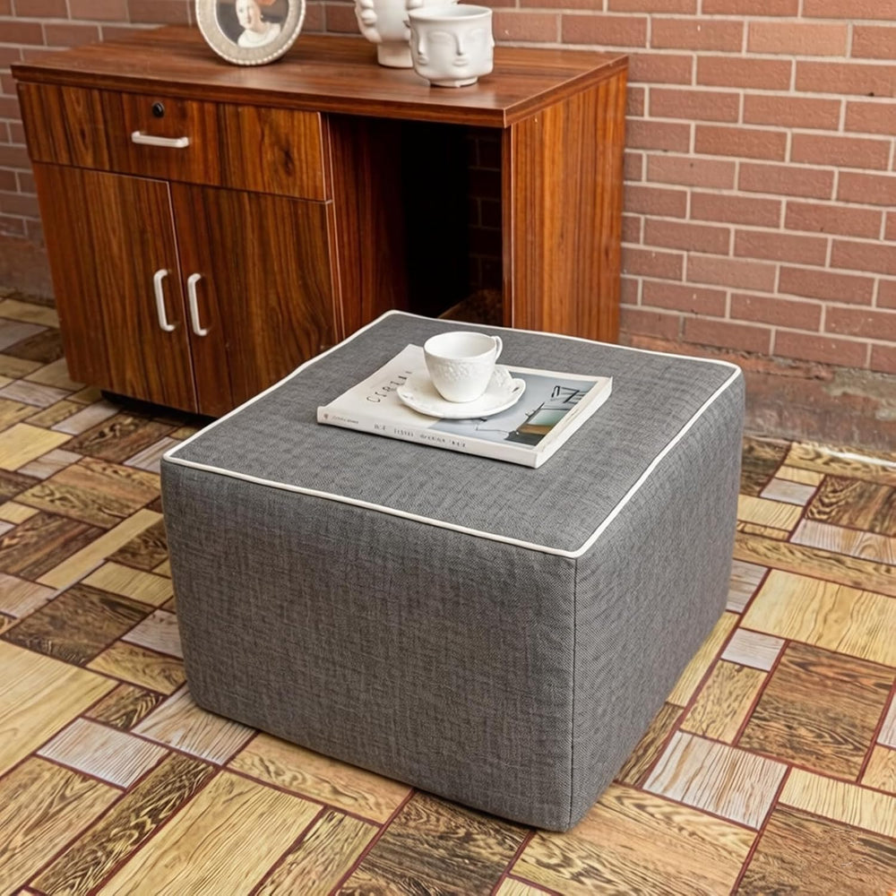 Outdoor Square Ottoman,Pouf Foot Rest for Patio Waterproof,Gray,20x20x14In | ...
