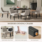 Dining Chairs Set of 6, Upholstered Corduroy Dining Room Chair with Wood Legs, Mid-Back Padded Kitchen Side Chairs for Dining Room, Camel