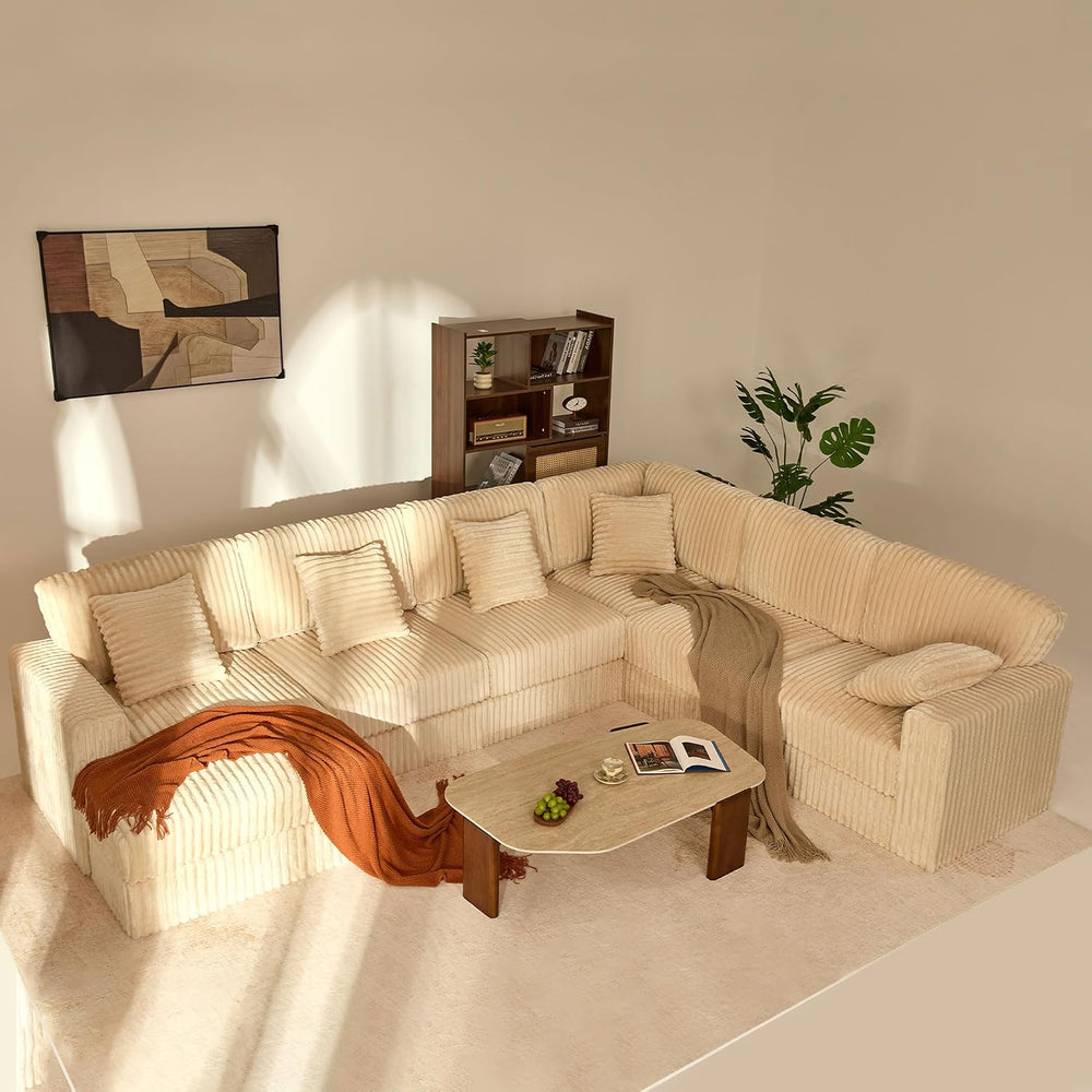 GOSUHI 139" U-Shaped Cloud Couch, Modular Sectional, Deep Seats, White |...