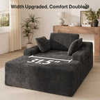 67" Boneless Chair, Chaise Lounge Chair Indoor with 3 Pillows, Gray | No-Assembly Corduroy Chaise Lounge;Oversized boneless chaise lounge with Side Pockets;Pet-Friendly Fuzzy Reading Chair