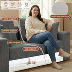 Convertible Sofa Bed, 5 in 1 Small Boneless Couch Pull Out Loveseat Sleeper Sofa,Corduroy Futon Couch Folding Mattress with 4 Pillows for Living Room