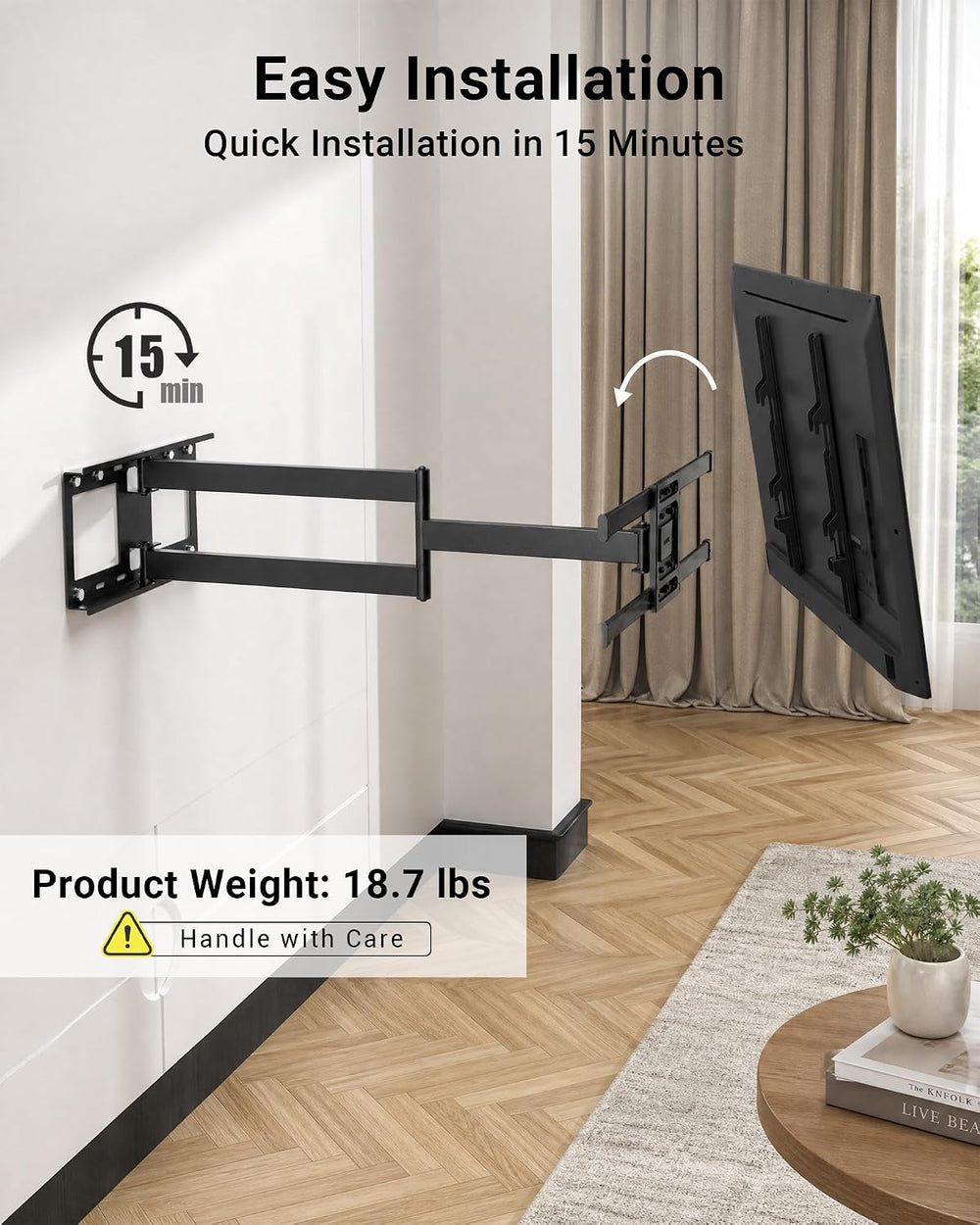 BONTEC Corner TV Wall Mount with Extra Long 40.9” Extension Arm,Tilt Swivel |...