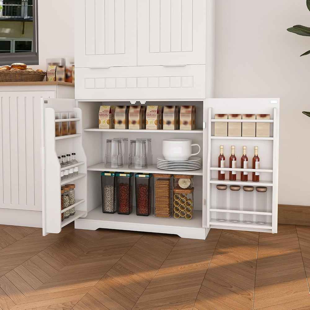 71" Tall Kitchen Pantry Cabinet with Drawer & Adjustable Shelves, Fr...