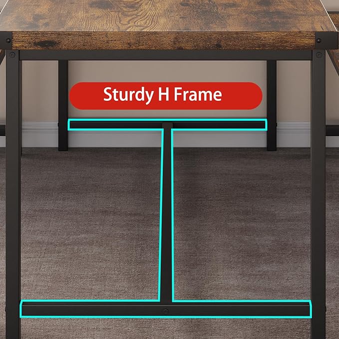 Garvee Dining Table Set for 4, Kitchen Table with Benches, 3 Piece Rectangular Dining Room Set with 2 Wooden Benches for Small Space, Apartment, Studio, Home, Rustic Black