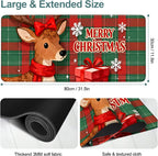Merry Christmas-Elk Gaming Mouse Pad 31.5"x11.8"Desk Mat Anti-Slip Rubber Base & Durable Stitched Edges for Gamers Smooth Mouse Writing Surface for Desk Office/Home