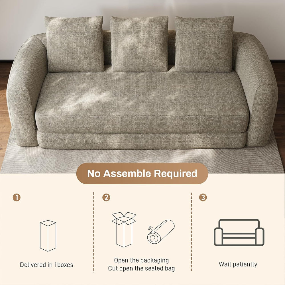 Curved Convertible Futon Sofa Bed,Modern Sleeper Couch,Curved Modern 3 Seater...
