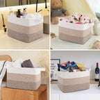 Storage Baskets for Organizing, Woven Baskets for Shelves, Rectangle Decorative Organizer for Storage Clothes, Toy, Books, Towels Nursery Bins 3 Pack (Gradient Yellow, 14.17"x9.85"x9.45")