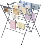HOMIDEC Drying Rack Clothing,Large 12 Drying Poles with Sock Clips Clothes Drying Rack,Foldable Portable Laundry Drying Rack for Air Drying Clothing,Towels,Delicate Eac,Indoor Outdoor Use.Silver