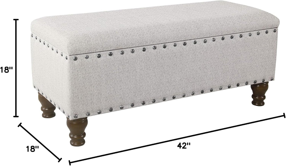 Homepop Home Decor | Upholstered Bench with Nailhead Trim | Large Ottoman wit...