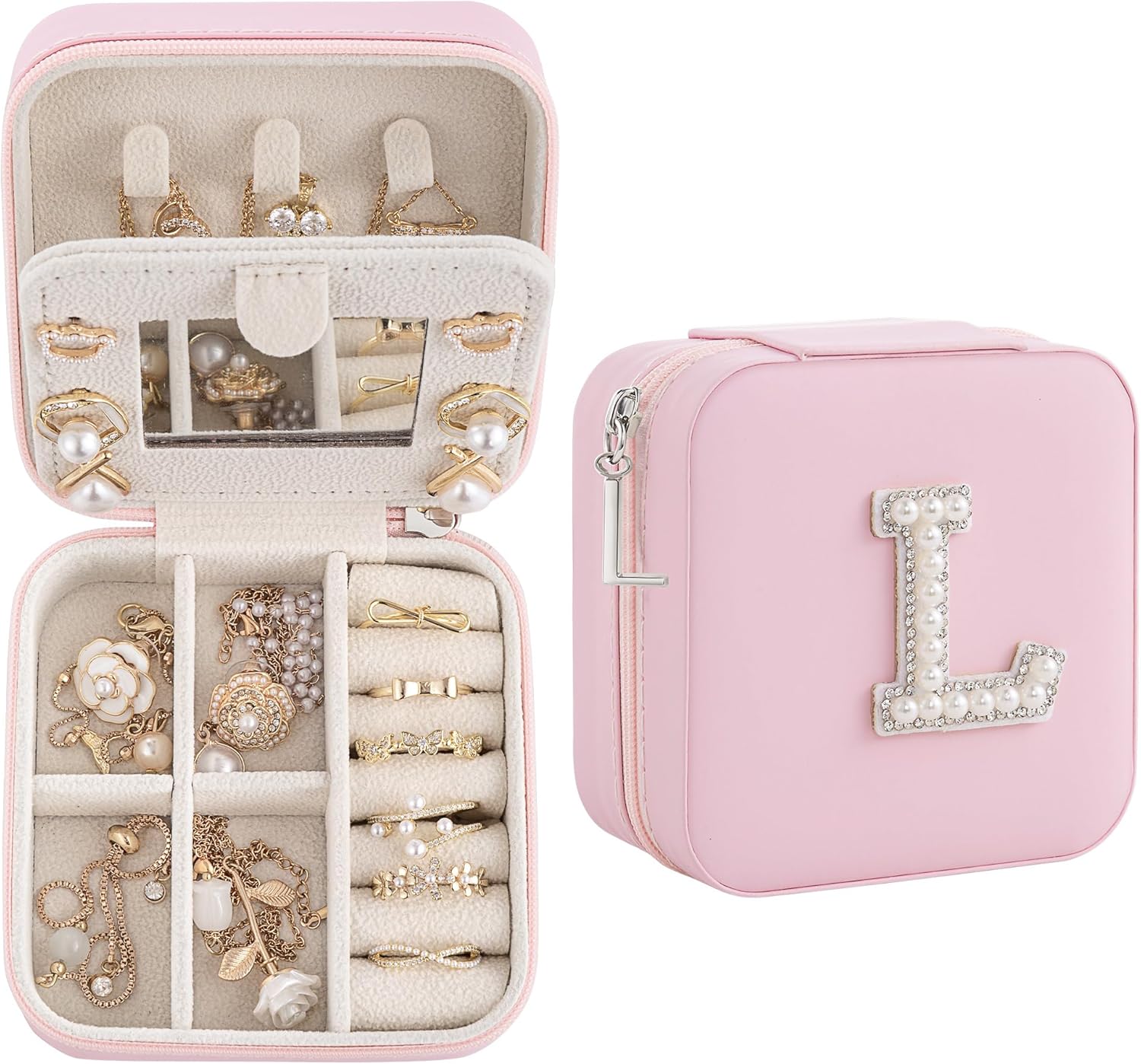 Birthday Gifts For Women, Initial Jewelry Box, Travel Jewelry Case, Gifts for Wife Girlfriend, Small Travel Jewelry Organizer, Gift for Girls, Graduation Gifts for Her, Bridesmaid Gifts