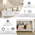 Merax Farmhouse Wood ConsoleTable for Hallways Narrow Foyer Sideboard with Drawers and Bottom Shelf for Entryway Antique White