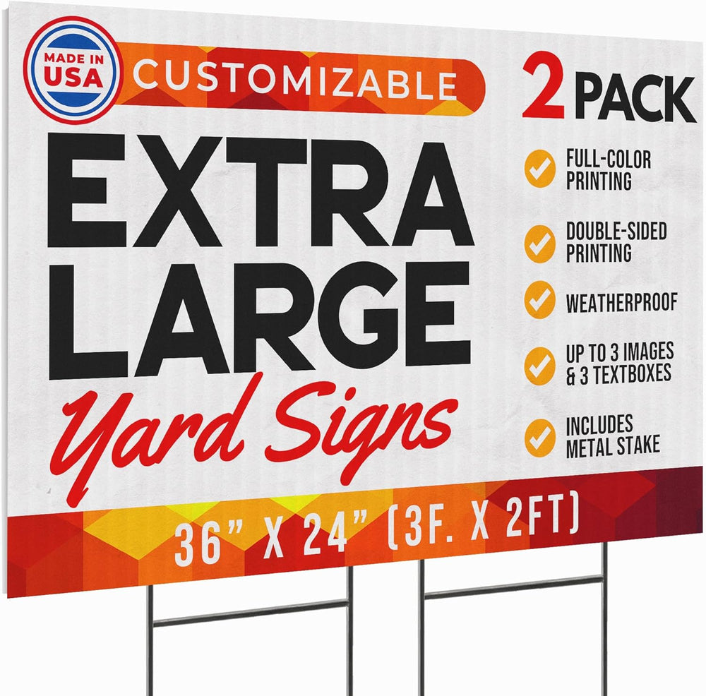 36"x24" Custom Yard Signs with Stakes Personalized Yard Signs with ...
