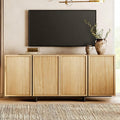 WAMPAT Multifunctional TV Stand for 32-75 Inch TVs, Modern TV Console with Large Storage Cabinet, Entertainment Center Media Console Table for Living Room, Oak