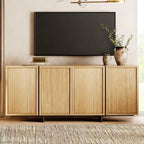 WAMPAT Multifunctional TV Stand for 32-75 Inch TVs, Modern TV Console with Large Storage Cabinet, Entertainment Center Media Console Table for Living Room, Oak