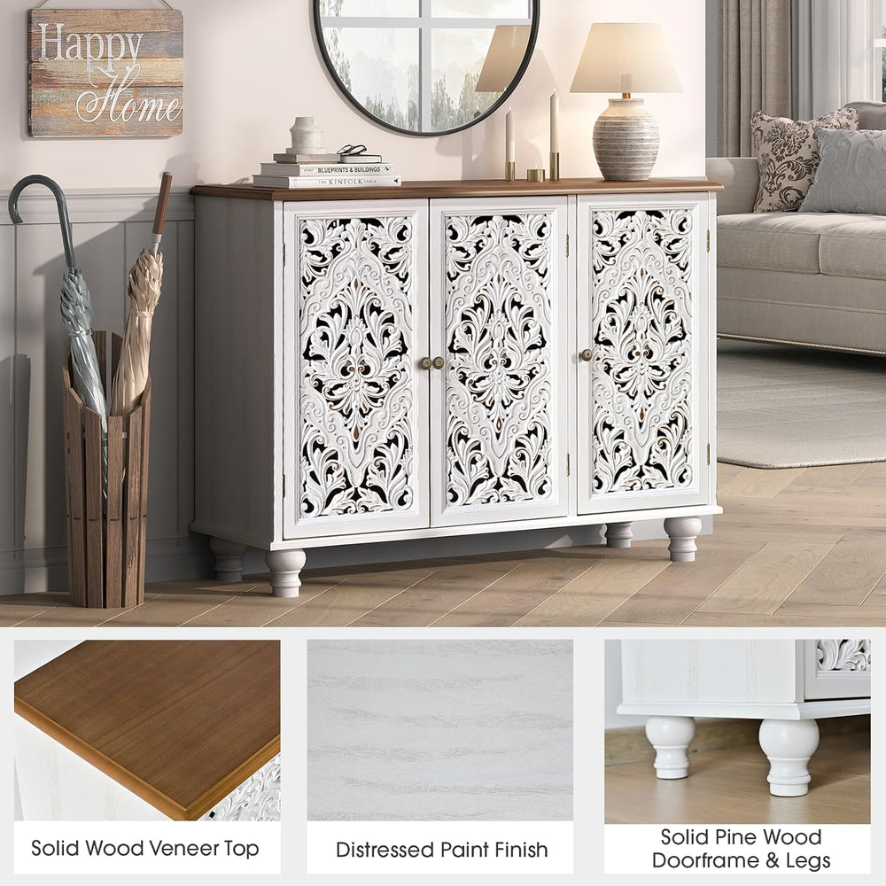 Jiansu furni Sideboard Buffet Cabinet with Storage,Accent Cabinet with 3 Door...