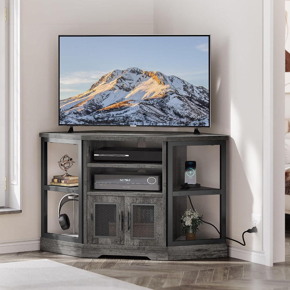 YITAHOME Farmhouse TV Stand with Power Outlet, Corner TV Stand for 50 Inch TV...
