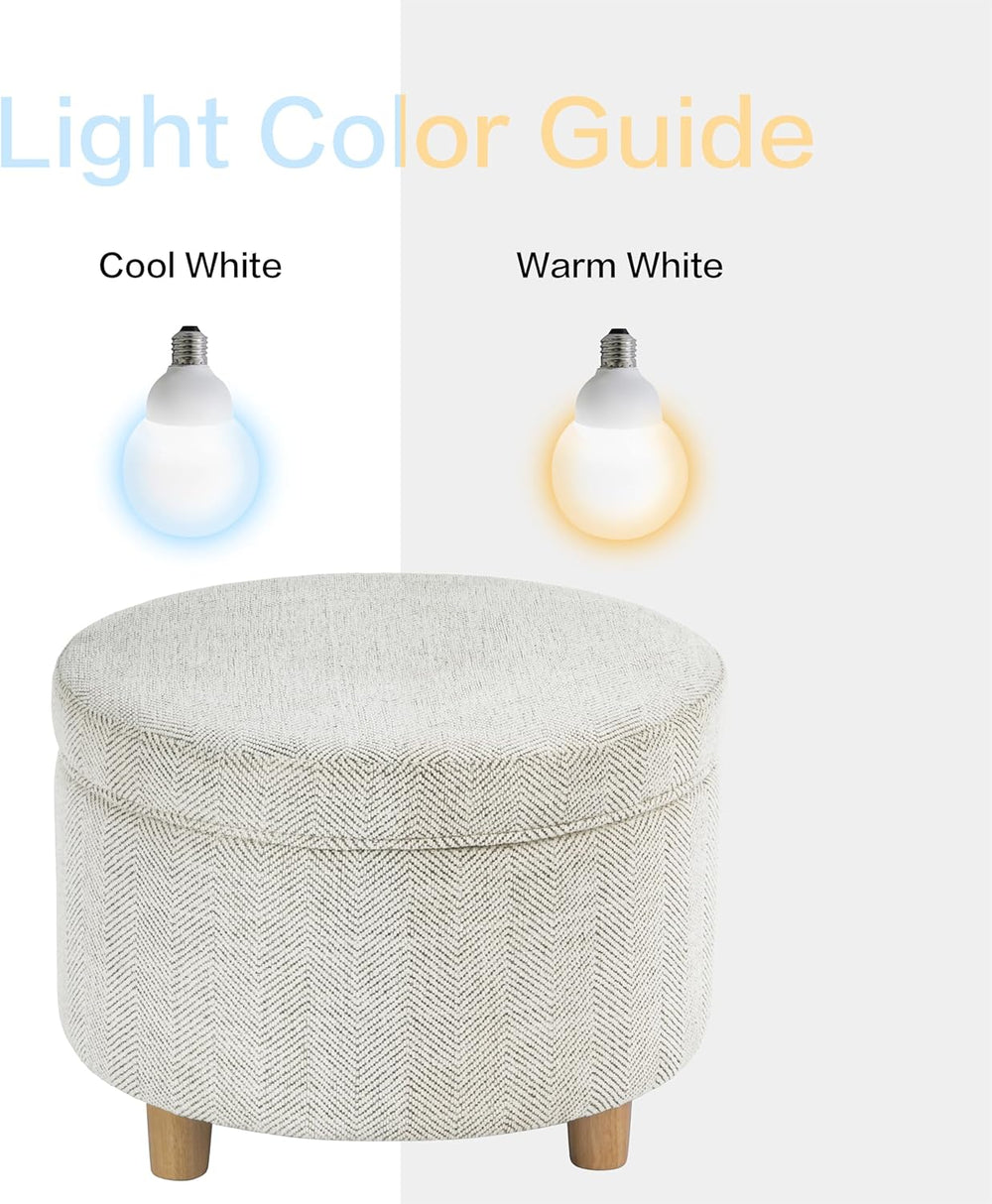 Homepop Home Decor | Upholstered Round Storage Ottoman | Ottoman with Storage...