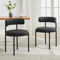 Faux Leather Dining Chairs Set of 2, Mid Century Modern Dining Room Chairs with Barrel Backrest, Upholstered Black Kitchen Chairs for Dining Room, Restaurant