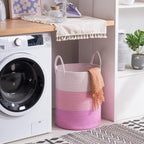 YOUDENOVA Woven Rope Laundry Hamper Basket, 58L Tall Luandry Basket, Baby Nursery Hamper for Blanket Storage, Clothes Hamper for Laundry in Bedroom-Large-Pink