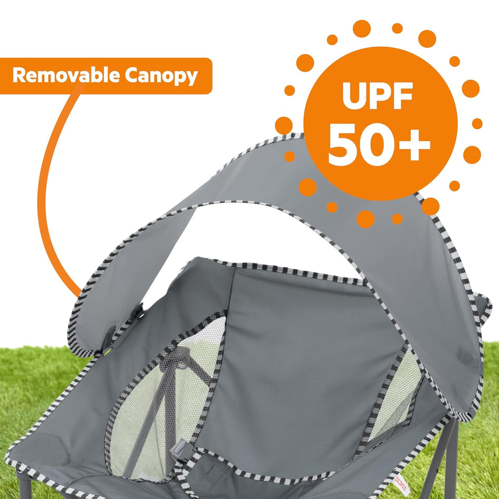 Bright Starts Pop 'N Chill Baby Chair, Portable Travel Seat, UPF 50+ Canopy