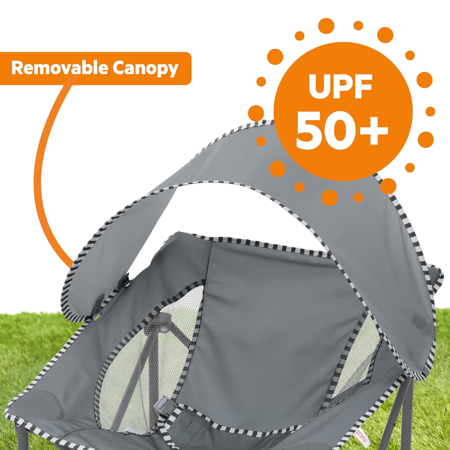 Bright Starts Pop 'N Chill Baby Chair, Portable Travel Seat, UPF 50+ Canopy