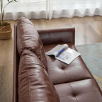 TYBOATLE Sofa Couch 61" Small Loveseat Couches for Living Room Leather Couch Mid Century Modern Tufted Mini Sofa Comfy Office 2 Seat Settee Love Seat Bedroom (2, Brown)