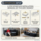 78.7" Futon Sofa Bed, Memory Foam Convertible Couch, Dark Gray | Sophisticated comfort with premium corduroy, one-flip conversion, built-in blanket, and ergonomic support