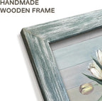 Botanical Flowers in Vase Wall Art：Bouquet Wooden Framed Artwork Print Painting Modern Abstract Floral Nature Plant Picture for Living Room Dinning Room Bedroom Farmhouse
