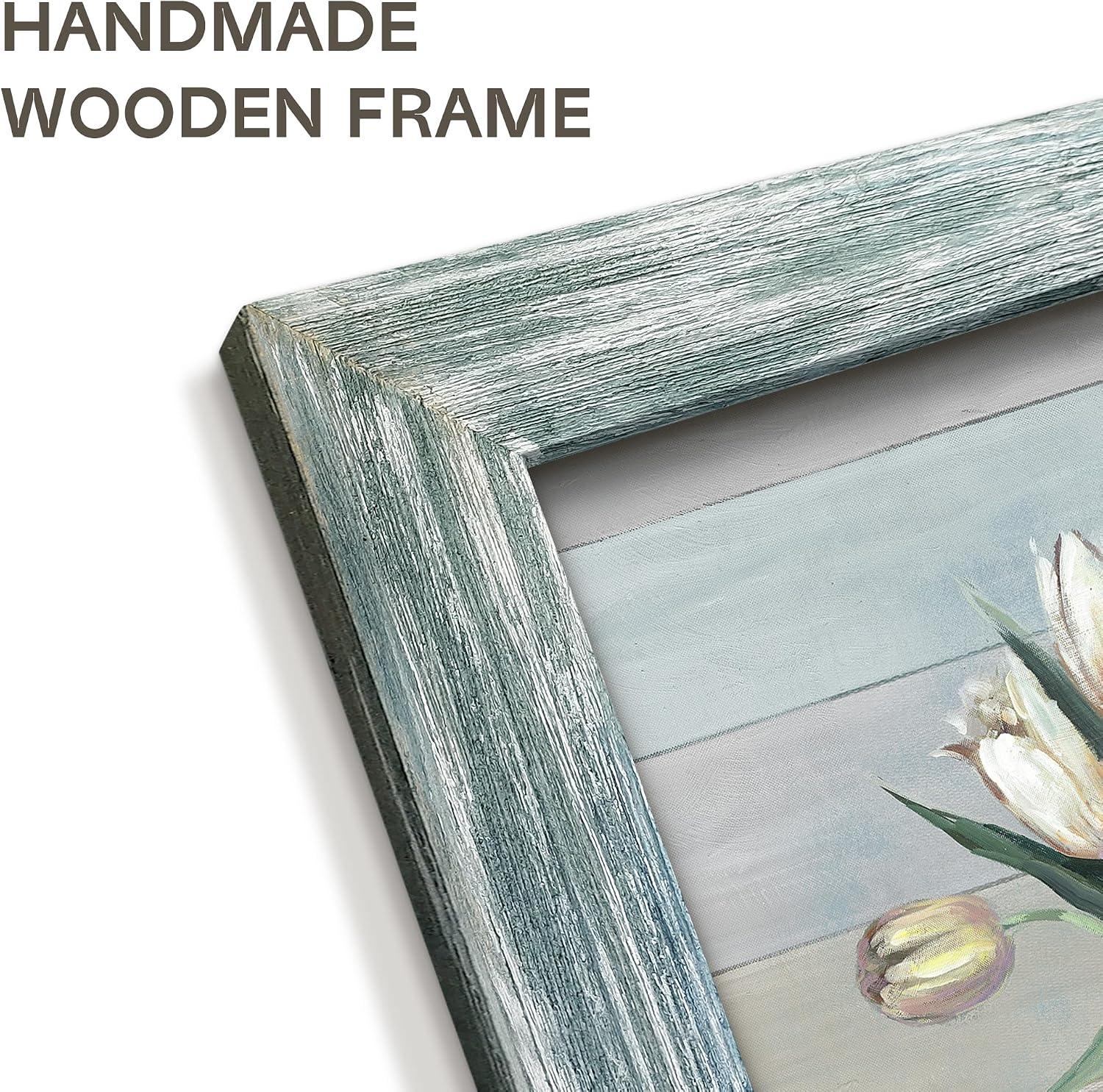 Botanical Flowers in Vase Wall Art：Bouquet Wooden Framed Artwork Print Painting Modern Abstract Floral Nature Plant Picture for Living Room Dinning Room Bedroom Farmhouse