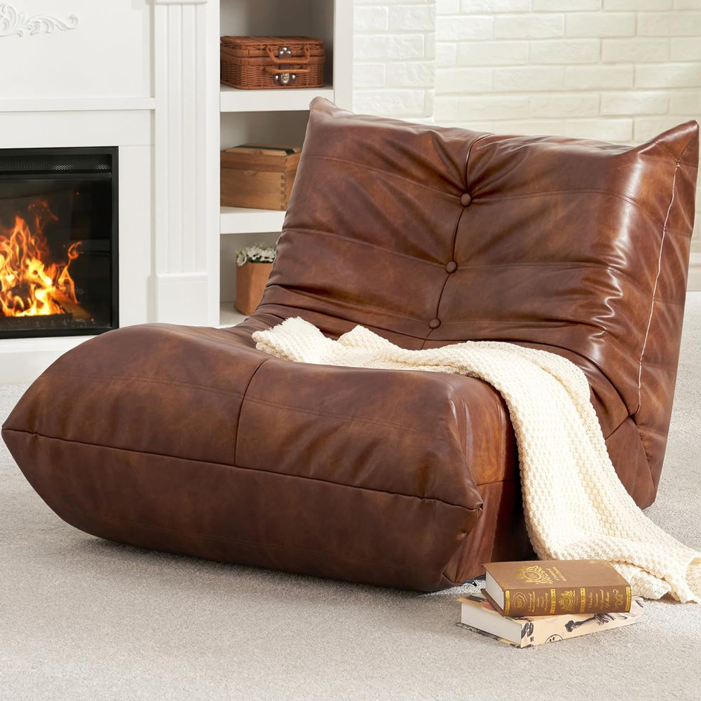 Hobestluk Bean Bag Chair Leather Togo Chair Memory Foam Living Room Adult | M...
