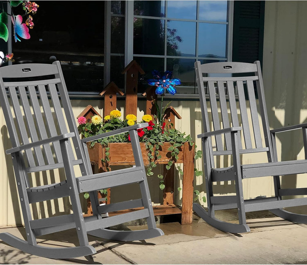 FUNBERRY Oversized Outdoor Rocking Chair, Poly Lumber Rocker, Patio Rockers |...