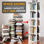 SpaceAid 5 Tier Rotating Bookshelf Tower, Spinning Bookcase Lazy Susan, Revolving 360 Book Shelf Storage Round Carousel, Vertical Rotate Turning Spiral Corner Organizer, White