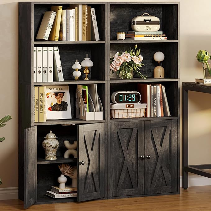 IRONCK Industrial Bookshelves and Bookcases with Doors 11.8 in Depth Floor St...