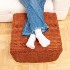 Asuprui Square Pouf Ottoman Foot Rest, Orange, 20x14 in,All-One Foam Filler | Footstool Ottoman,Stuffed Pouf Ottoman,All-One Foam Filler, Footrest,Beanbag Chair,Floor Pouf for Living Room Wedding Bedroom