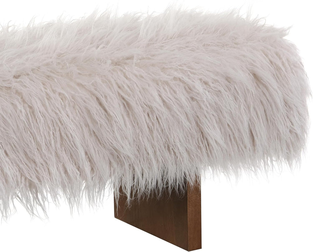 Christopher Knight Home Lenka 67" Long-haired Faux Wool Bedroom Bench, R...