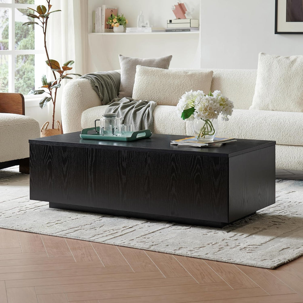 Henn&Hart 48" Modern Coffee Table, Natural Black