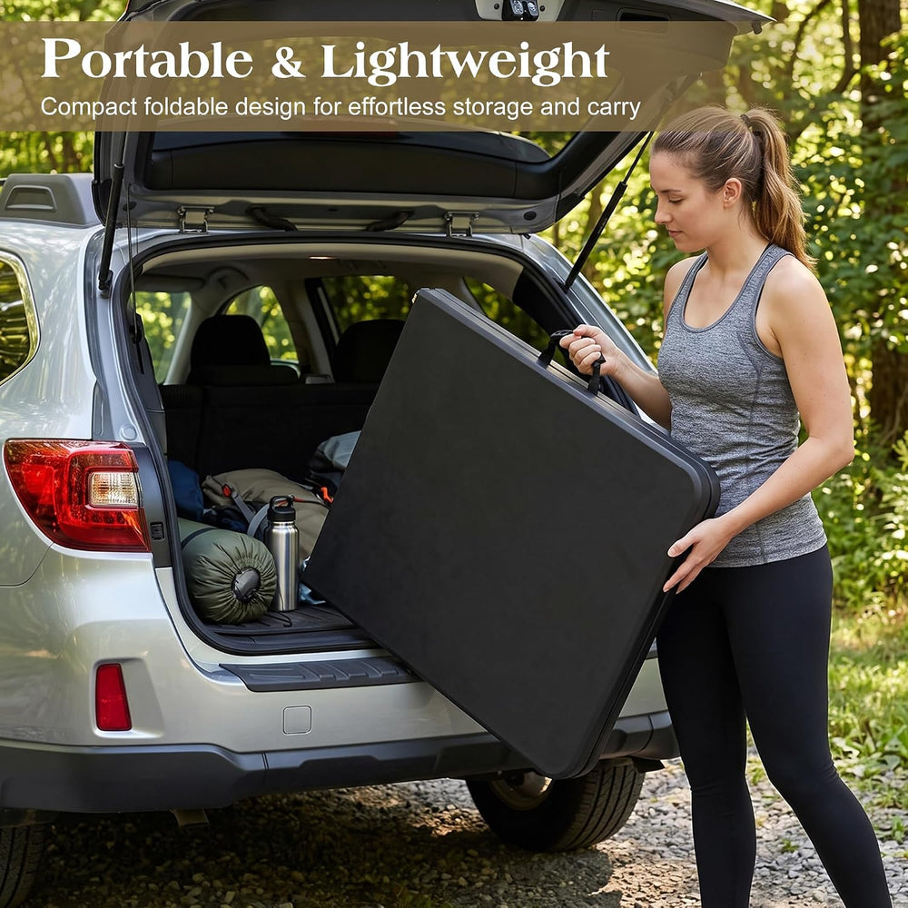 VECELO Folding Table 4 Ft, 3 Adjustable Height, Portable w/Handle, Black | Fo...