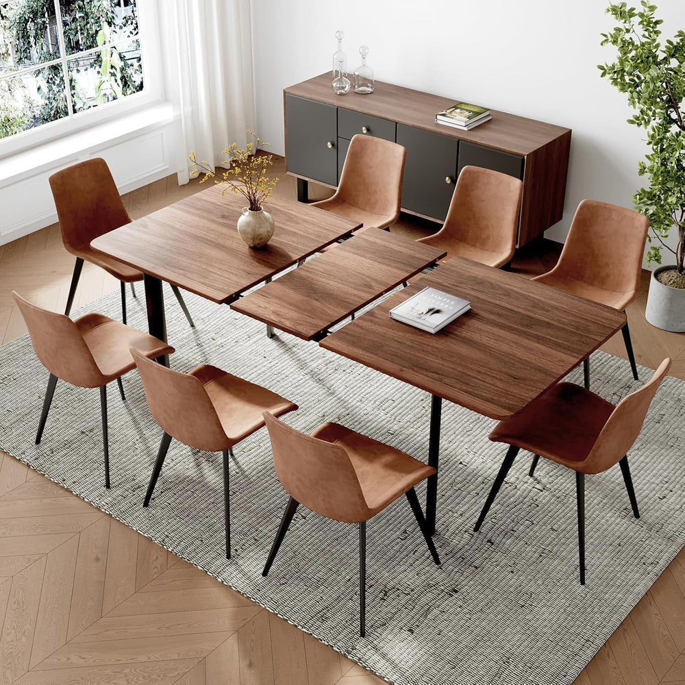 HIPIHOM Extendable Dining Table Set for 8, Walnut Kitchen Table with Chairs |...