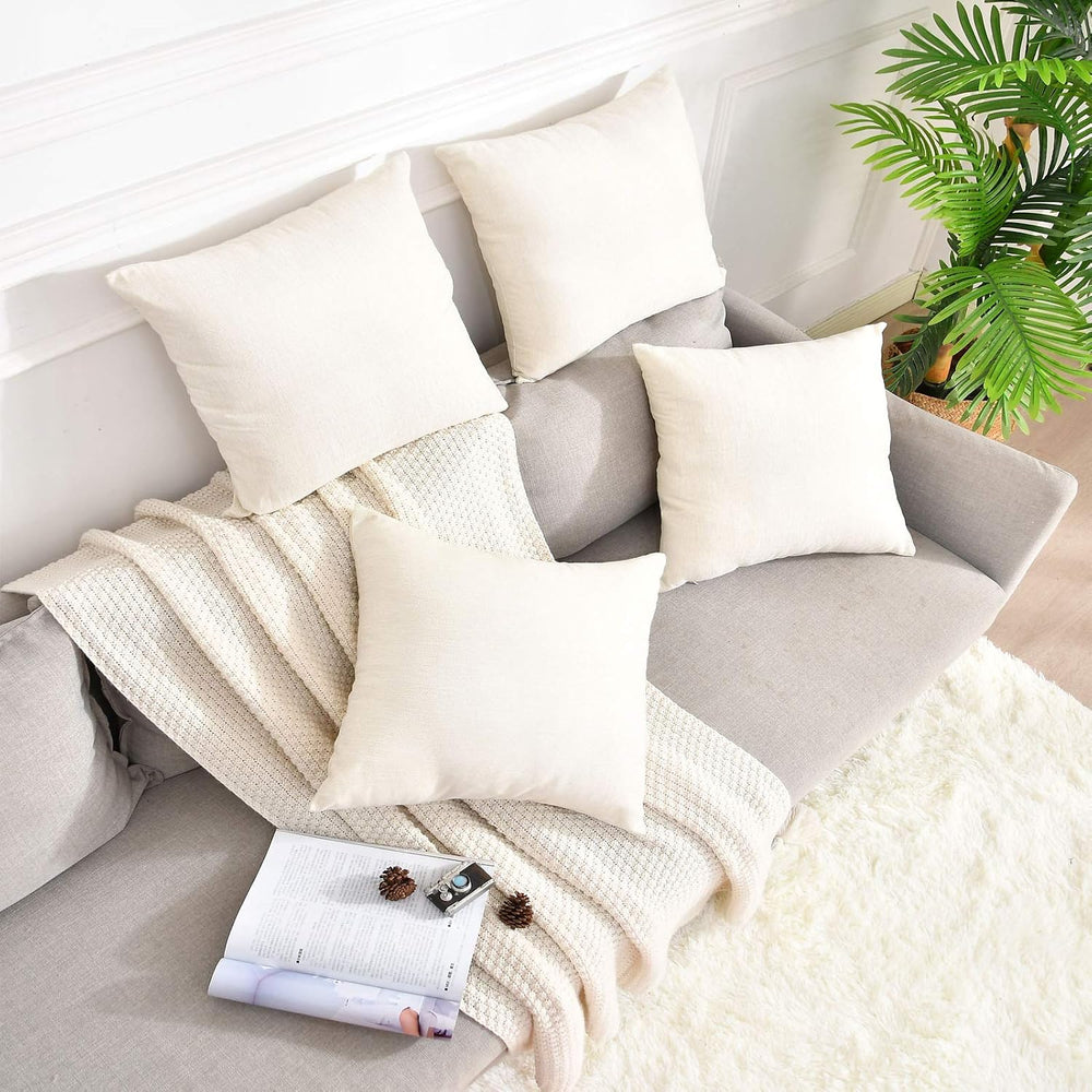 Pack 8 Linen Throw Pillow Covers Set Cushion Case for Sofa Bedroom Car, Blank...