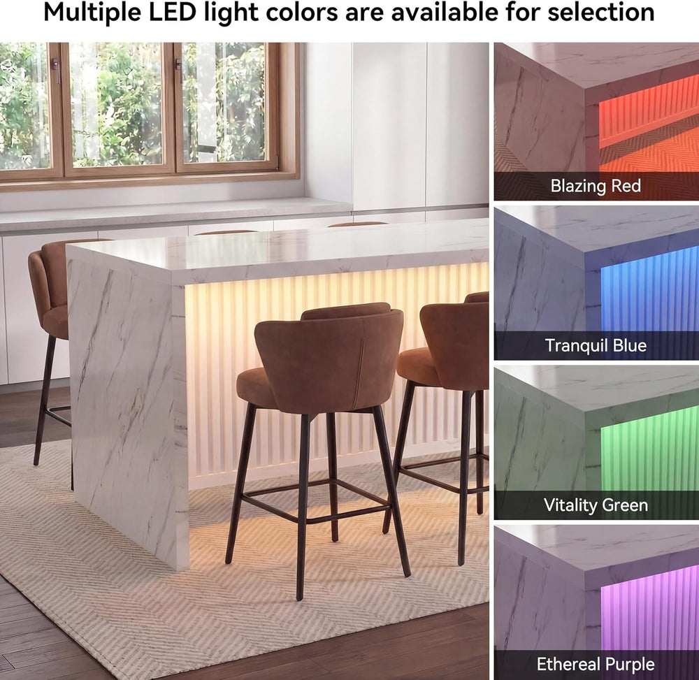 71’’ Large Faux Marble Dining Table for 6 People, 37.4’’H Tall Modern Kitchen...