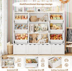 HITHOS 55" W Kids Toy Storage Organizer, Large Toy Box with Bookshelf, Toy Chest with 3 Cubes Storage Organizer, 6 Toy Organizers and Storage Bins, 4 Rolling Drawers for Kids Room, Playroom, White