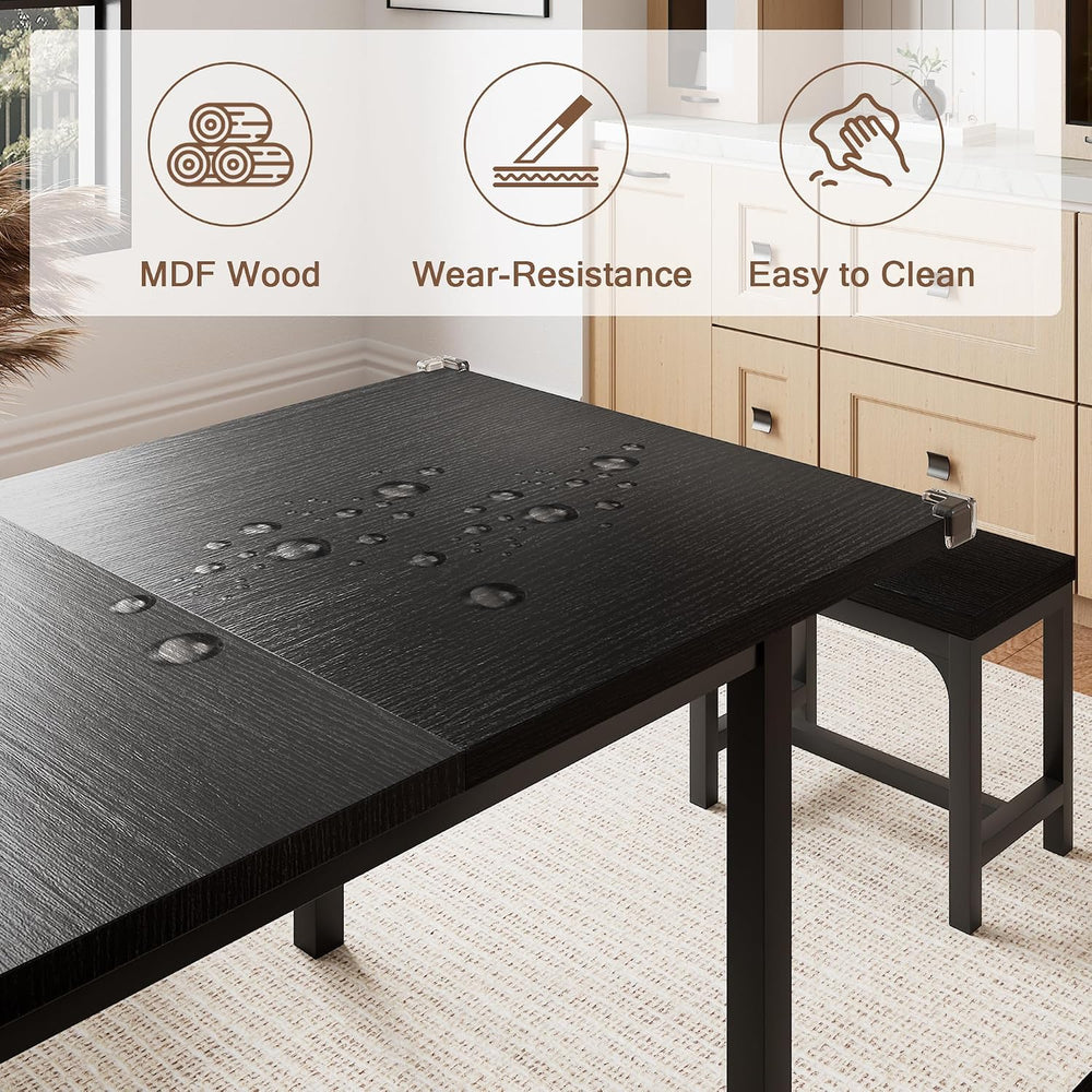 Einhomn 5-Piece Dining Table Set for 4-6, 63" Extendable Kitchen Table w...