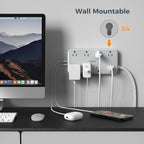 TESSAN Power Strip Surge Protector, Flat Plug Extension Cord with 8 Outlets 3 USB Charger(1 USB C), 1080 Joules Protection, Wall Mountable Charging Station for Home Office School Dorm Room Essentials