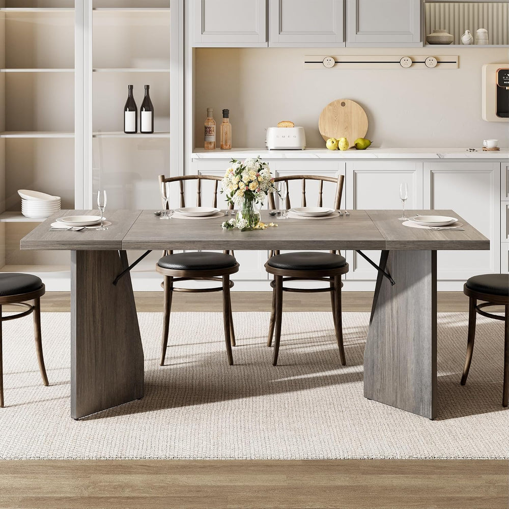GarveeHome 70.9'' Rectangular Dining Table for 6-8, Wooden Thickened ...