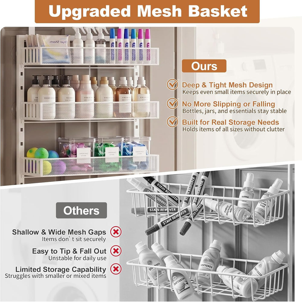 Over the Door Pantry Organizer, 8-Tier Heavy-Duty Door Spice Rack with Mesh B...