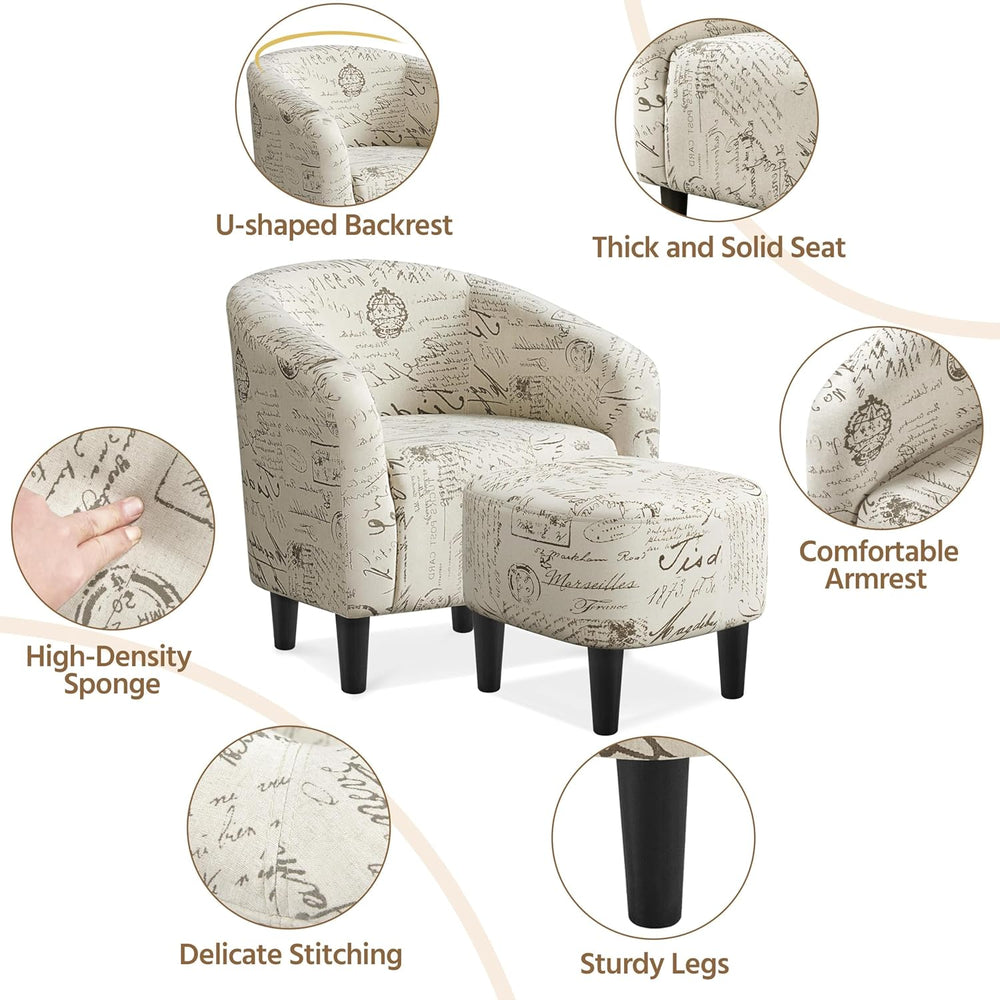 Yaheetech Compact Accent Chairs Set of 2 for Small Spaces, Letter Print