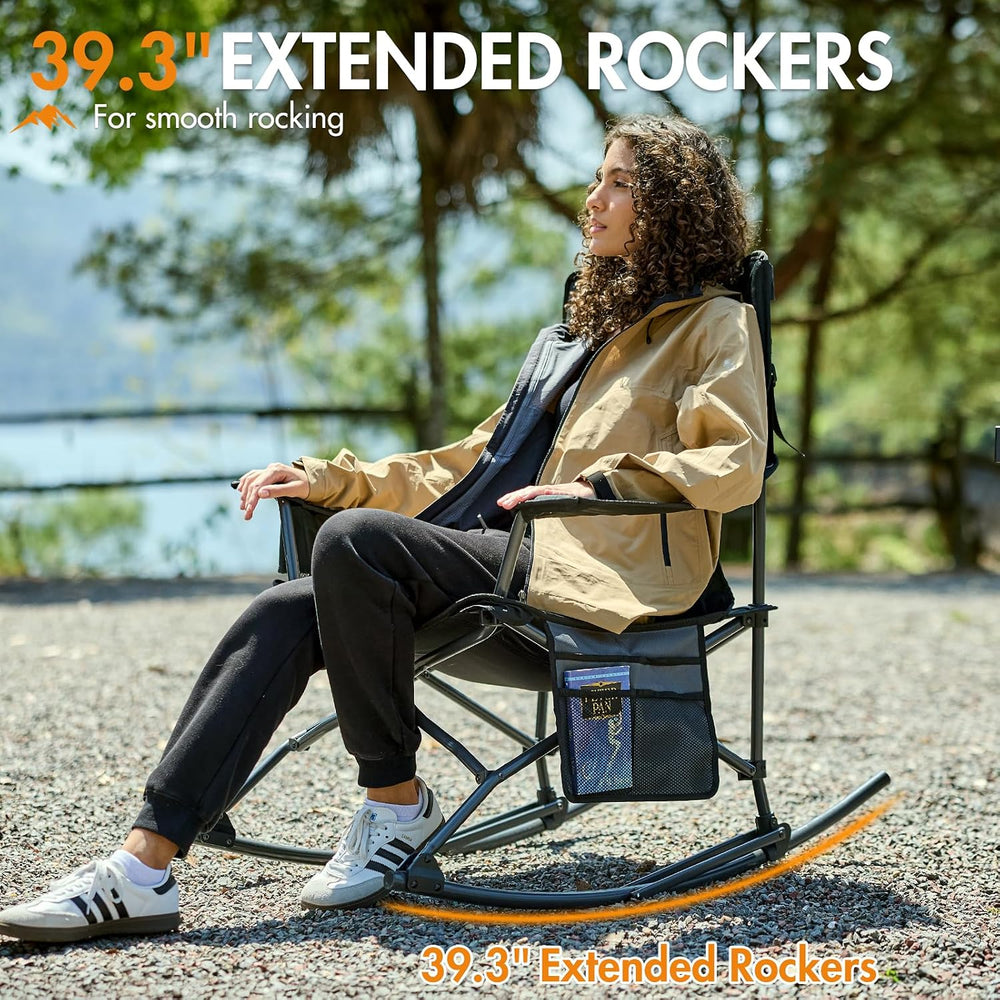 Portal Outdoor Rocking Chair Camping Folding Portable Rocker with Cup Holder ...